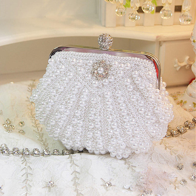 Luxury Bags Direct - 高級貝殻型パールクラッチバッグ、手作りビーズ装飾イブニングハンドバッグ、結婚式、パーティー、プロム、クラシック、卸売、工場直販