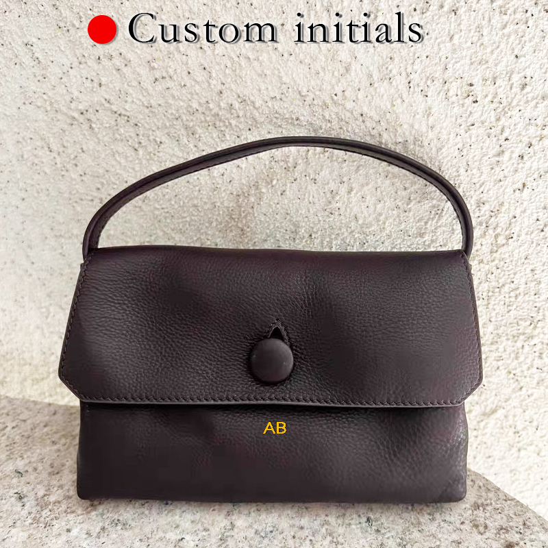 Luxury Bags 2026 - カスタムイニシャル入り本革ミニバッグ レディース 高級デザイナーハンドバッグ パース 2026年新作 天然牛革ボタン付きリストストラップ