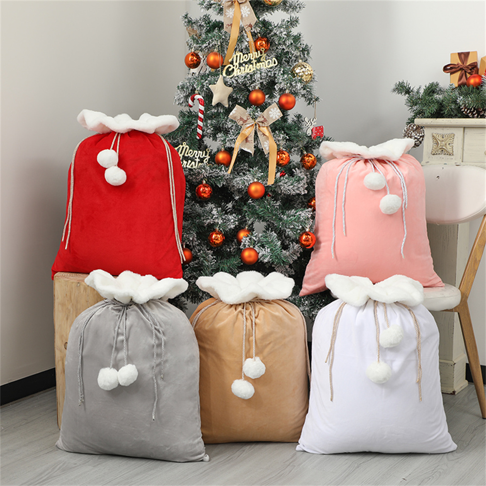 Luxury Xmas Bags - 子供のためのポンポン付きクリスマスぬいぐるみ,コード巾着袋,クリスマスプレゼント,メリークリスマス
