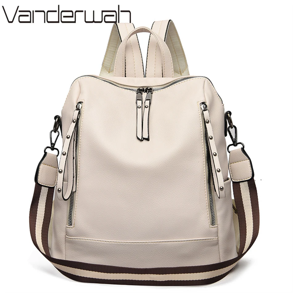 Luxury Bags For Young Women - デラックスブランドのソフトレザーバックパック,防水,プレッピースタイル,多機能,若い学生向け