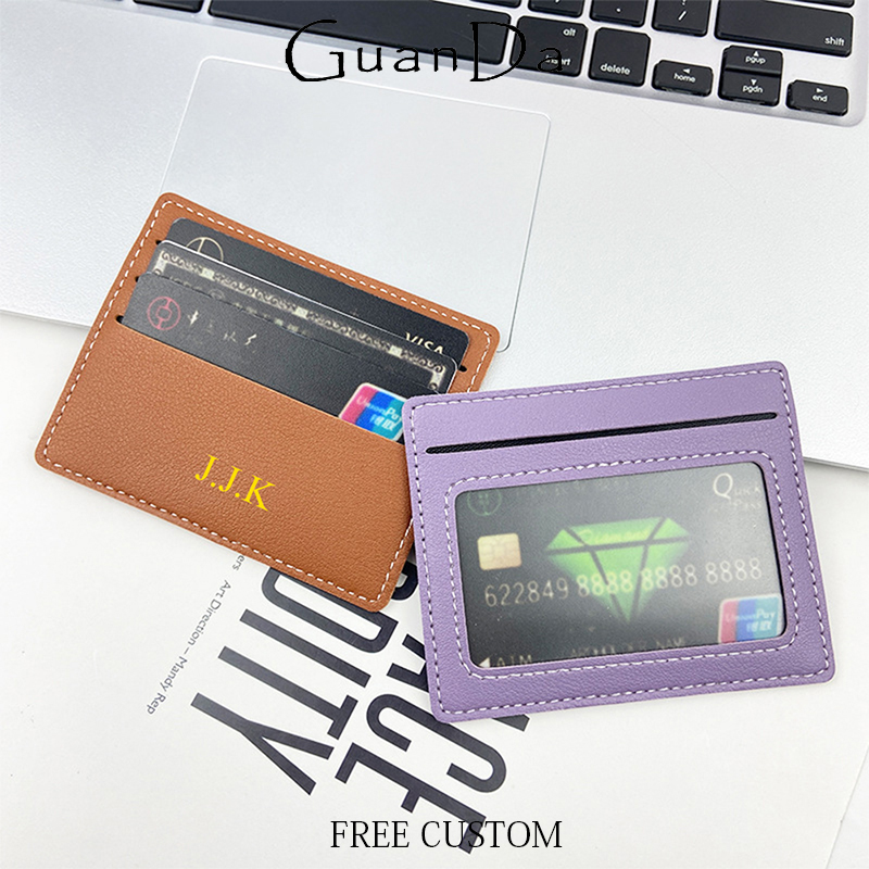 Luxury Bags In China Wholesale - カスタムネームスリムIDカードウォレット女性男性名刺入れ刻印イニシャル高級シンプル財布ポーチ卸売カードバッグ