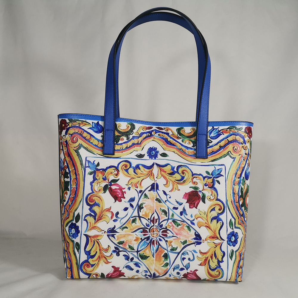 Tote Bag Leather Monogram - レディースフローラルレザーハンドバッグ,イミテーションモノグラムバッグ,本革バッグ,レディースファッション,サマーバッグ2020