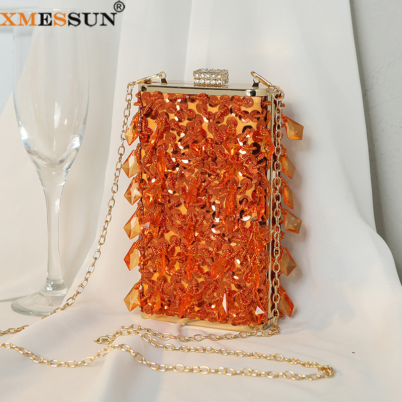 Luxury Bags 2026 - XMESSUN 新しいダイヤモンドビーズ装飾イブニングバッグ 女性用 2026 ファッションラグジュアリーレディースチェーンショルダークロスボディウェディングパーティーパースバッグ
