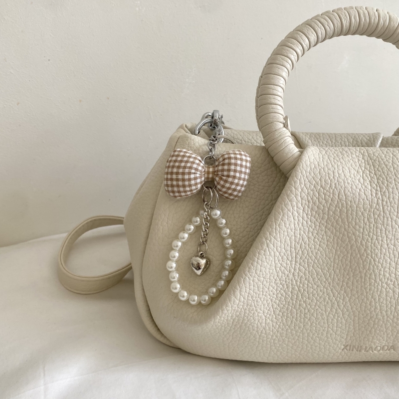 プリーツデザインラウンドトップハンドルバッグ女性用ピュアカラ - Luxury Bags Consignment のレビューと価格