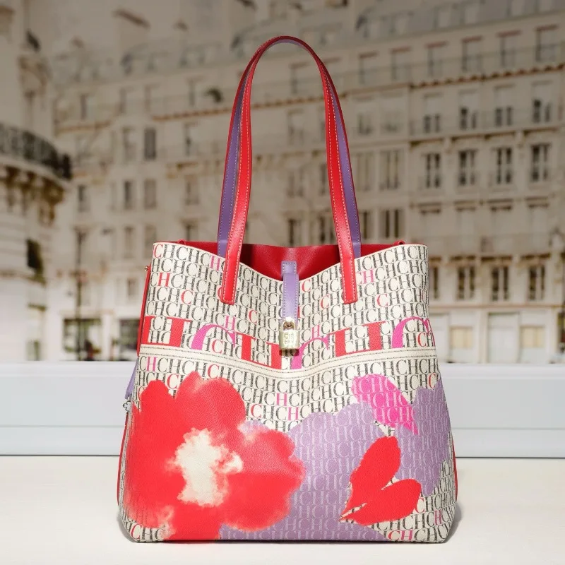 高級感のある女性用エレガントな大容量トートバッグ、プリントモ - Tote Bag Leather Monogram のレビューと価格