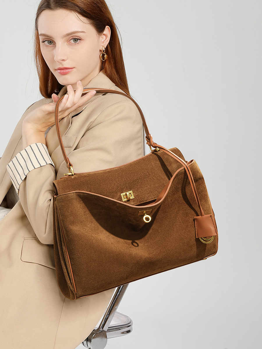 秋冬女性のスエード本革バッグショルダーハンドバッグ大容量シン - Luxury Bag Collection のレビューと価格
