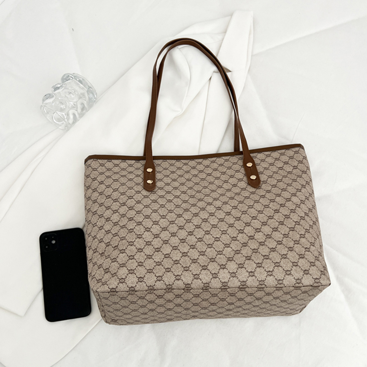 高級ヴィンテージ女性用ショルダーバッグ、モノグラムプリント、 - Tote Bag Leather Monogram のレビューと価格