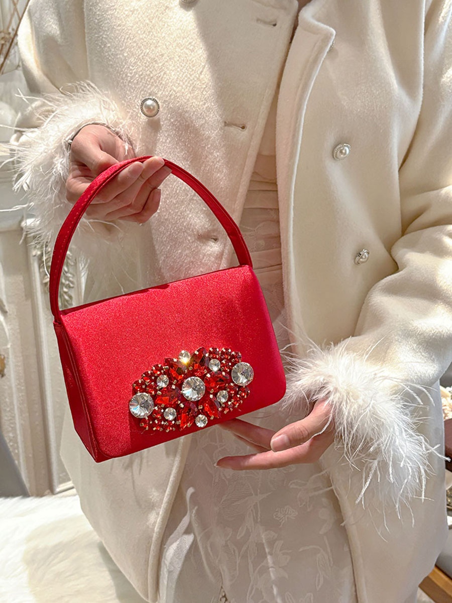 UGALS 高級サテン ダイヤモンド宝石付き スモールスクエ - Luxury Bags For Young Women のレビューと価格
