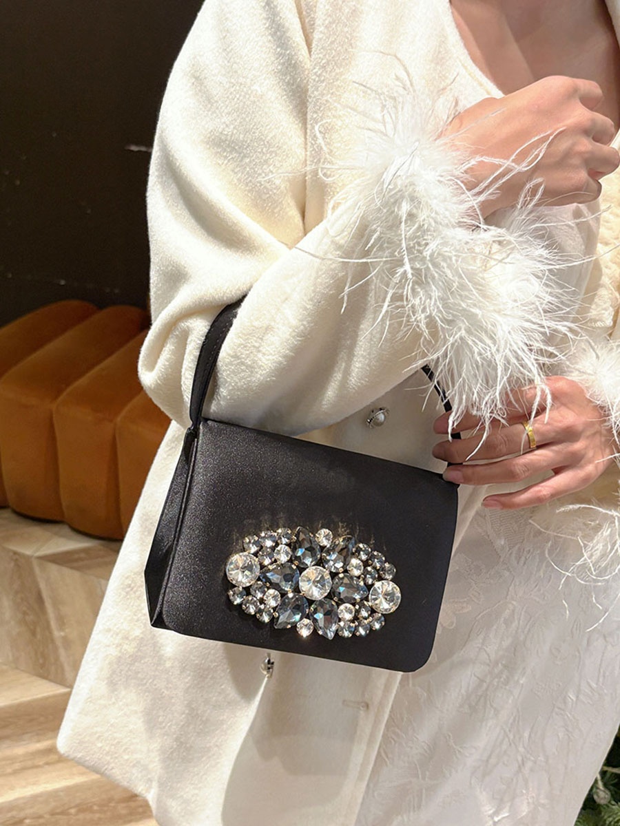 UGALS 高級サテン ダイヤモンド宝石付き スモールスクエ - Luxury Bags For Young Women のレビューと価格