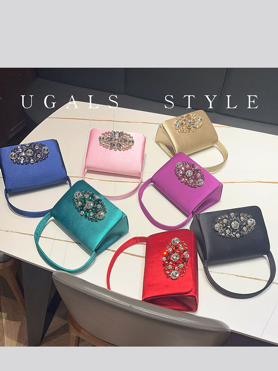 UGALS 高級サテン ダイヤモンド宝石付き スモールスクエ - Luxury Bags For Young Women のレビューと価格