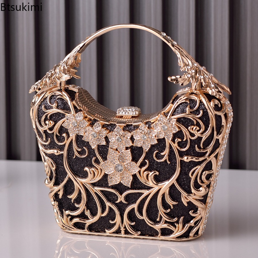 中空金属製イブニングバッグ女性のファッション光沢のあるパーテ - Luxury Bag Collection のレビューと価格