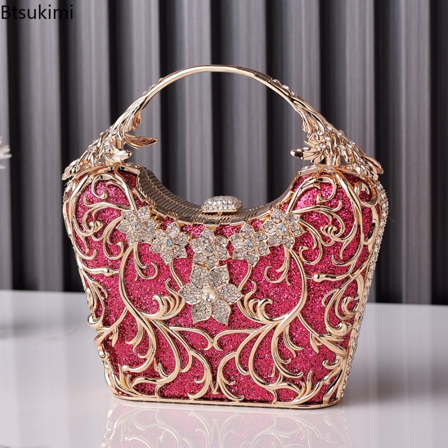 中空金属製イブニングバッグ女性のファッション光沢のあるパーテ - Luxury Bag Collection のレビューと価格
