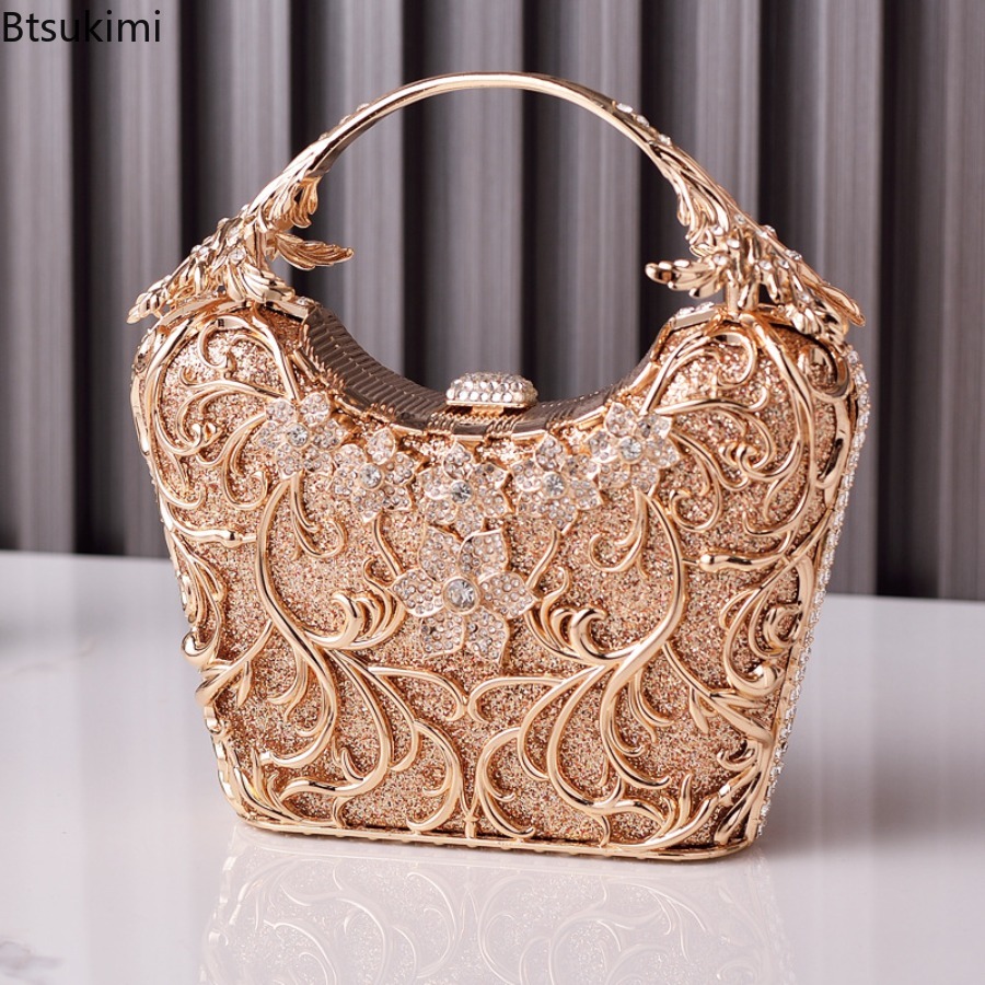 中空金属製イブニングバッグ女性のファッション光沢のあるパーテ - Luxury Bag Collection のレビューと価格