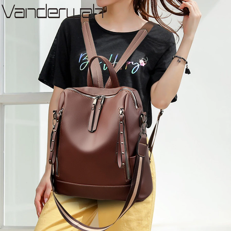 デラックスブランドのソフトレザーバックパック,防水,プレッピ - Luxury Bags For Young Women のレビューと価格