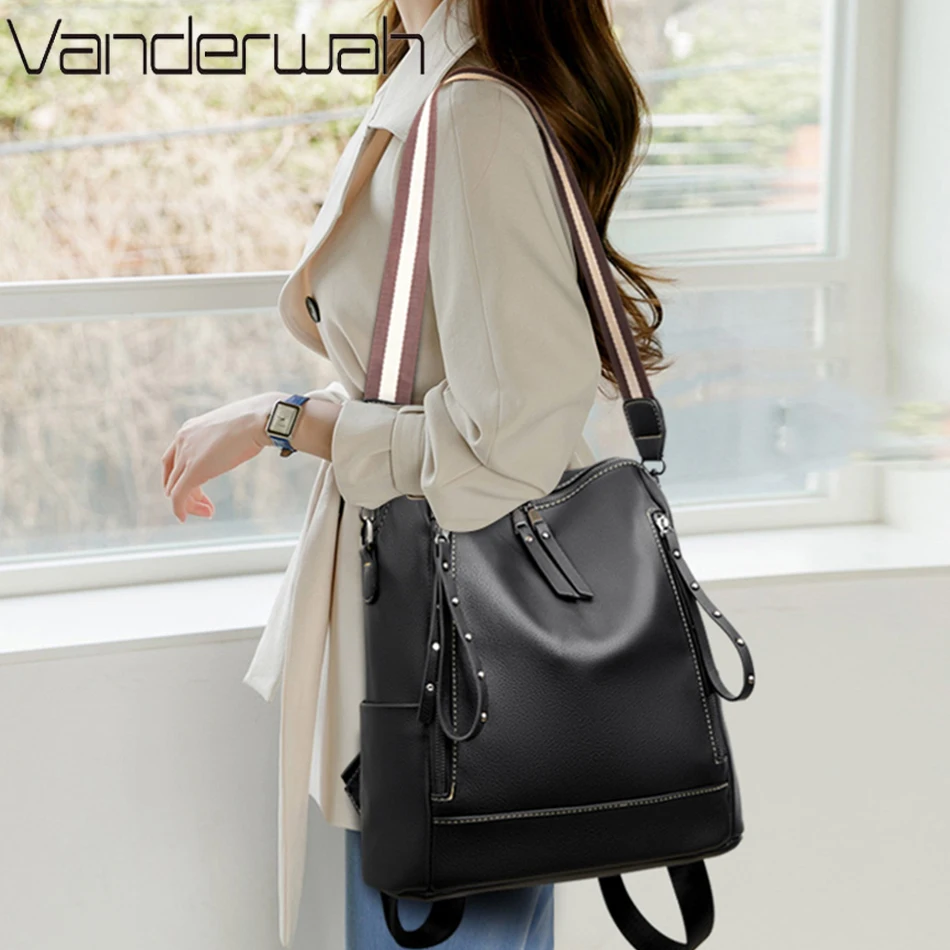 デラックスブランドのソフトレザーバックパック,防水,プレッピ - Luxury Bags For Young Women のレビューと価格