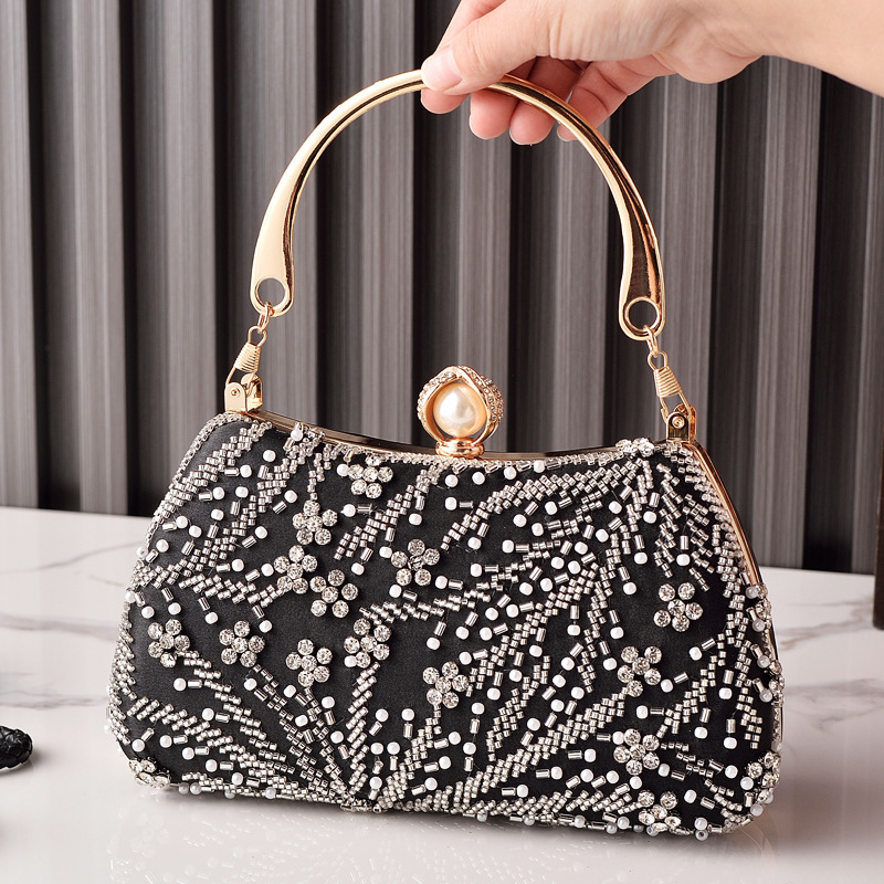 黒のハンドバッグビーズ刺繍ヴィンテージ女性用パーティーバッグ - Luxury Bags In China Wholesale のレビューと価格
