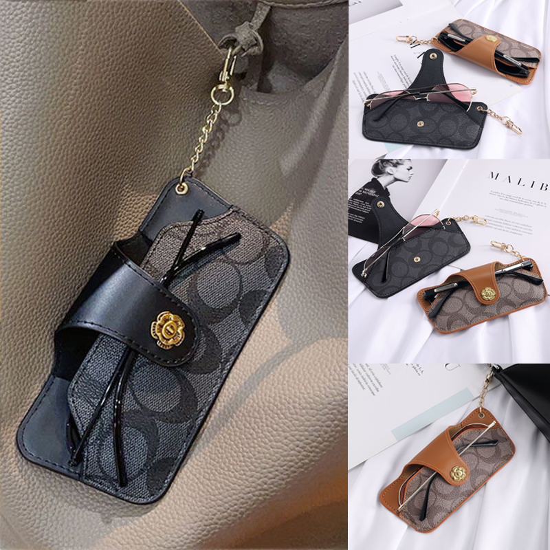 女性高級ヴィンテージプリントレザーメガネポーチポータブルキー - Luxury Bags Consignment のレビューと価格