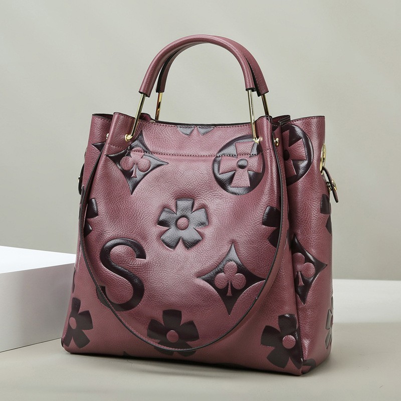 レディースエンボスモノグラムハンドバッグ、トップハンドルと取 - Tote Bag Leather Monogram のレビューと価格
